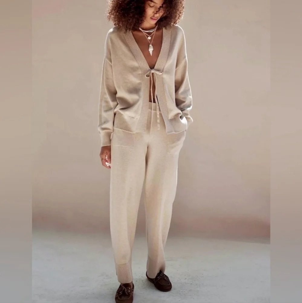 Free People Solar Sweater Set in Tan NWOT - Picture 1 of 10